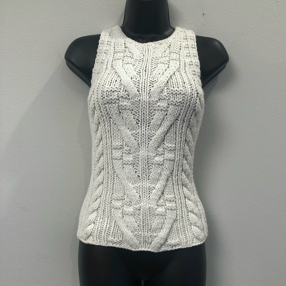 The Limited Chunky Wool Cableknit Cutaway Sleeveless Sweater Vest Pullover XS - Picture 1 of 7